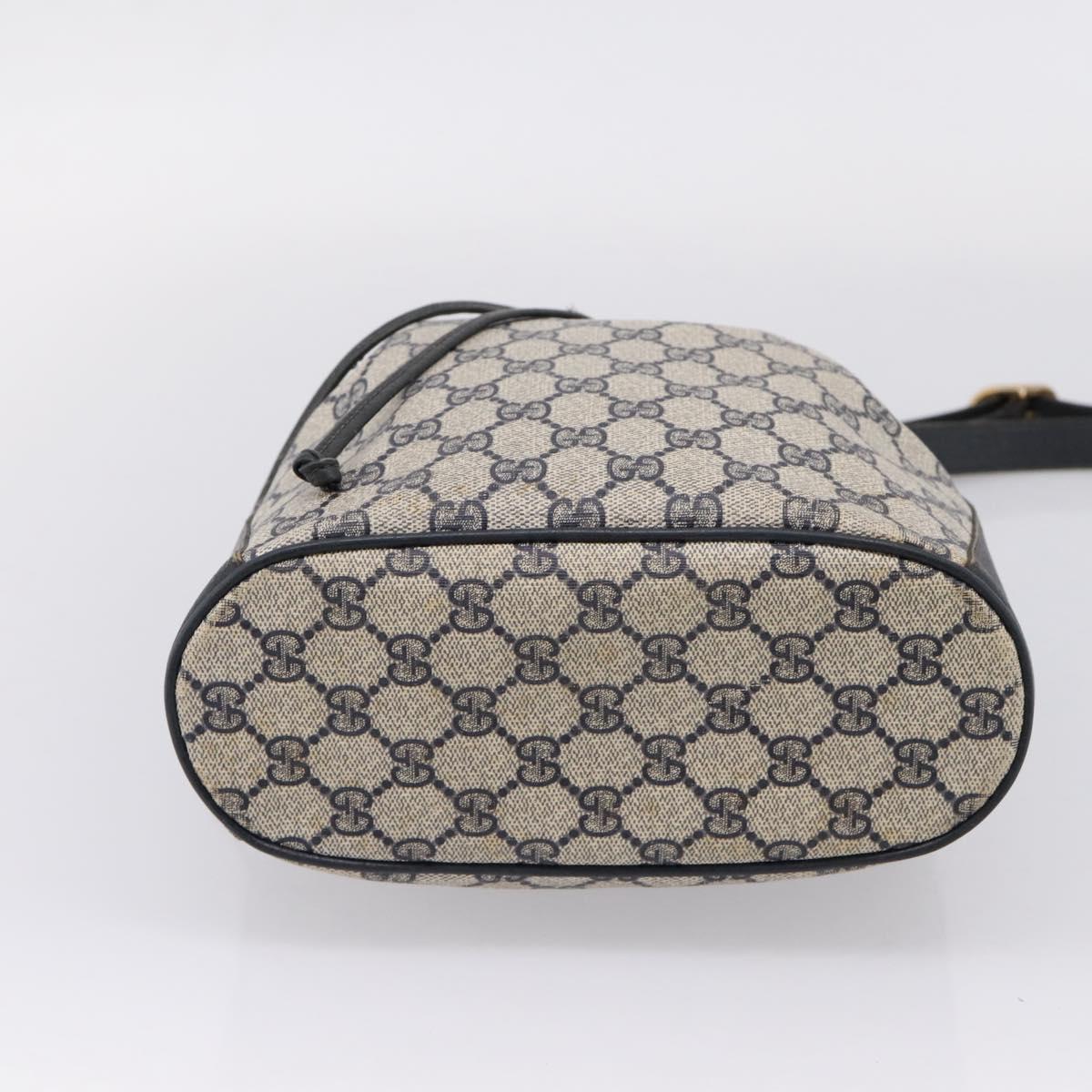 GUCCI GG Supreme Sherry Line Shoulder Bag PVC Navy Gold 41 02 034 Auth ka6694