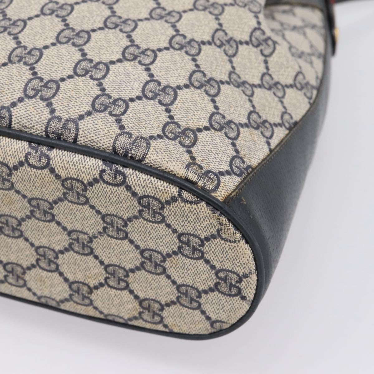 GUCCI GG Supreme Sherry Line Shoulder Bag PVC Navy Gold 41 02 034 Auth ka6694