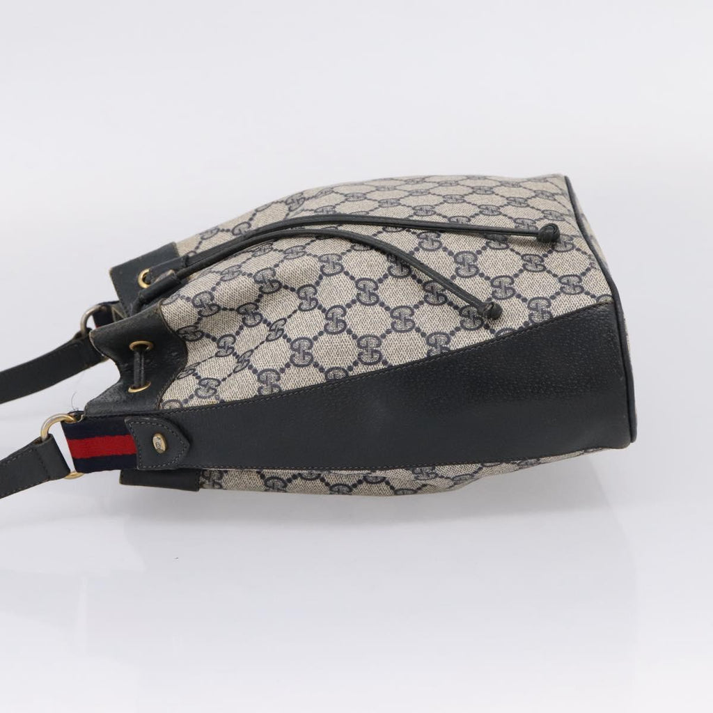 GUCCI GG Supreme Sherry Line Shoulder Bag PVC Navy Gold 41 02 034 Auth ka6694