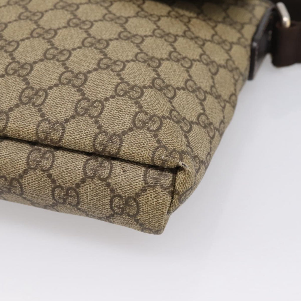 GUCCI GG Supreme Shoulder Bag PVC Beige Silver 223666 Auth ka6698
