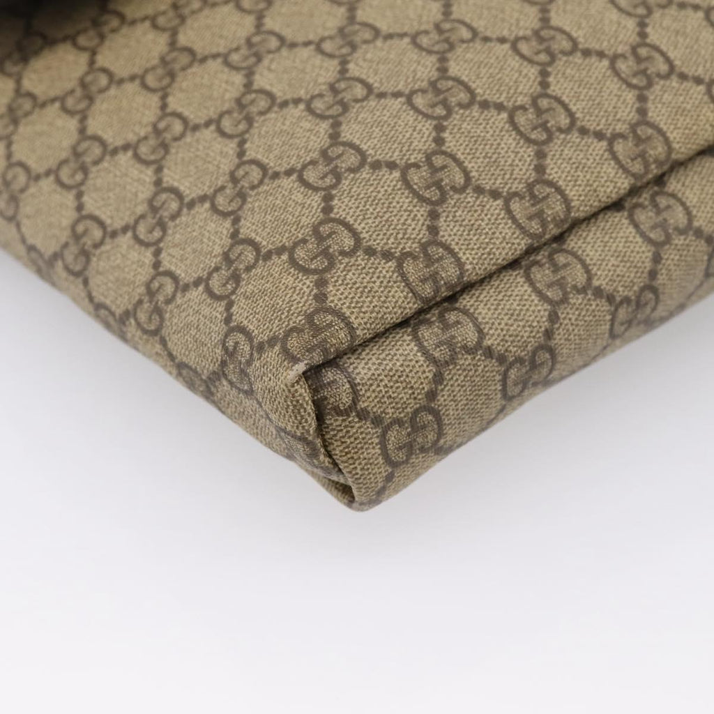 GUCCI GG Supreme Shoulder Bag PVC Beige Silver 223666 Auth ka6698