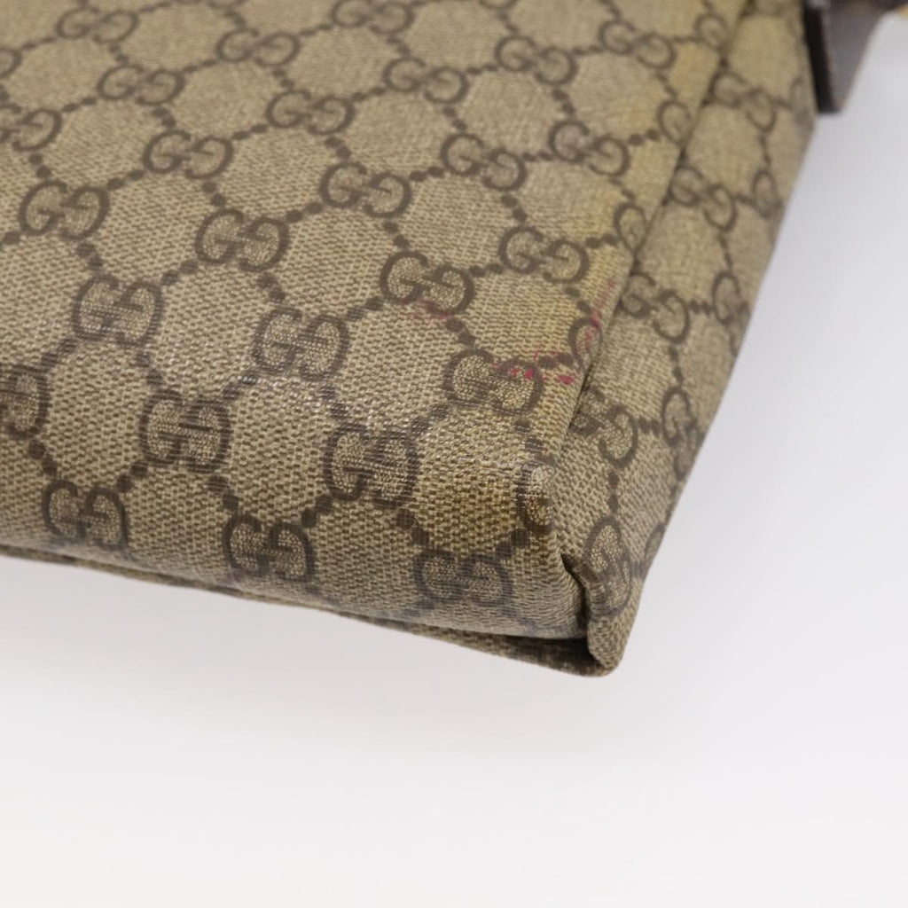 GUCCI GG Supreme Shoulder Bag PVC Beige Silver 223666 Auth ka6698