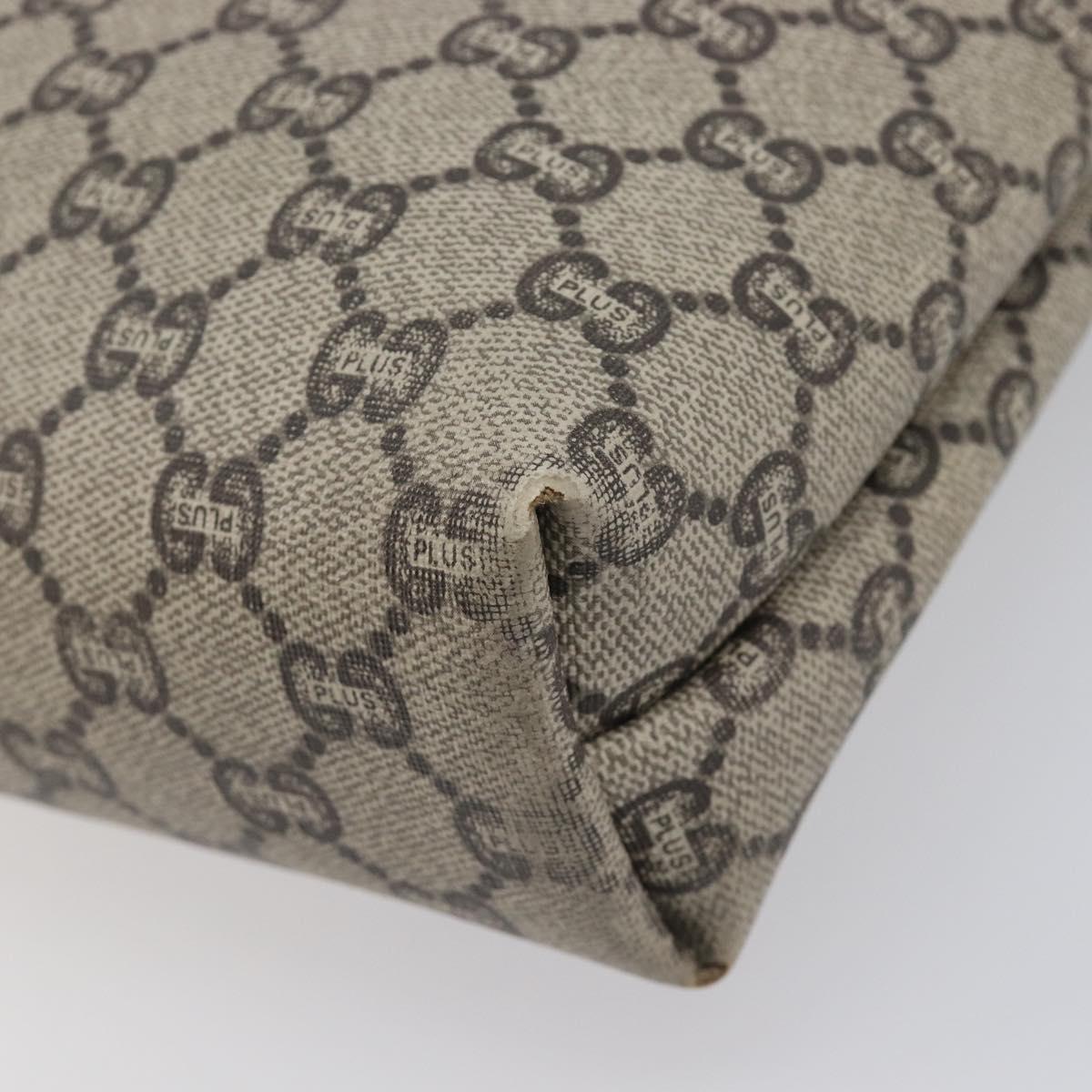 GUCCI GG Plus Tote Bag PVC Leather Beige Gold Tone Auth ka6742