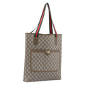 GUCCI GG Plus Tote Bag PVC Leather Beige Gold Tone Auth ka6742
