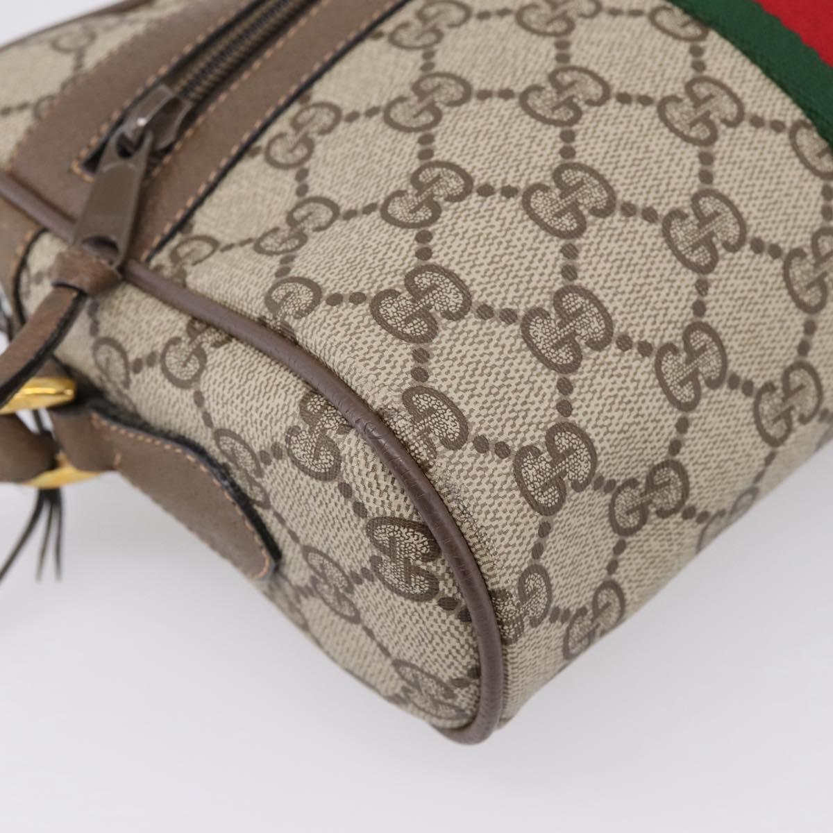 GUCCI GG Supreme Web Sherry Line Shoulder Bag PVC Beige 98 02 004 Auth ka6747