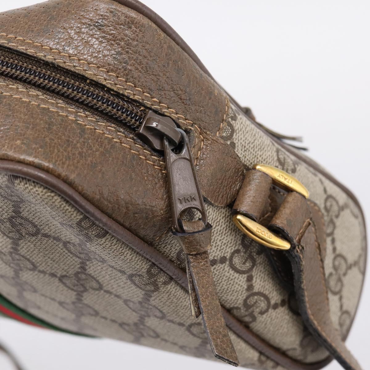 GUCCI GG Supreme Web Sherry Line Shoulder Bag PVC Beige 98 02 004 Auth ka6747