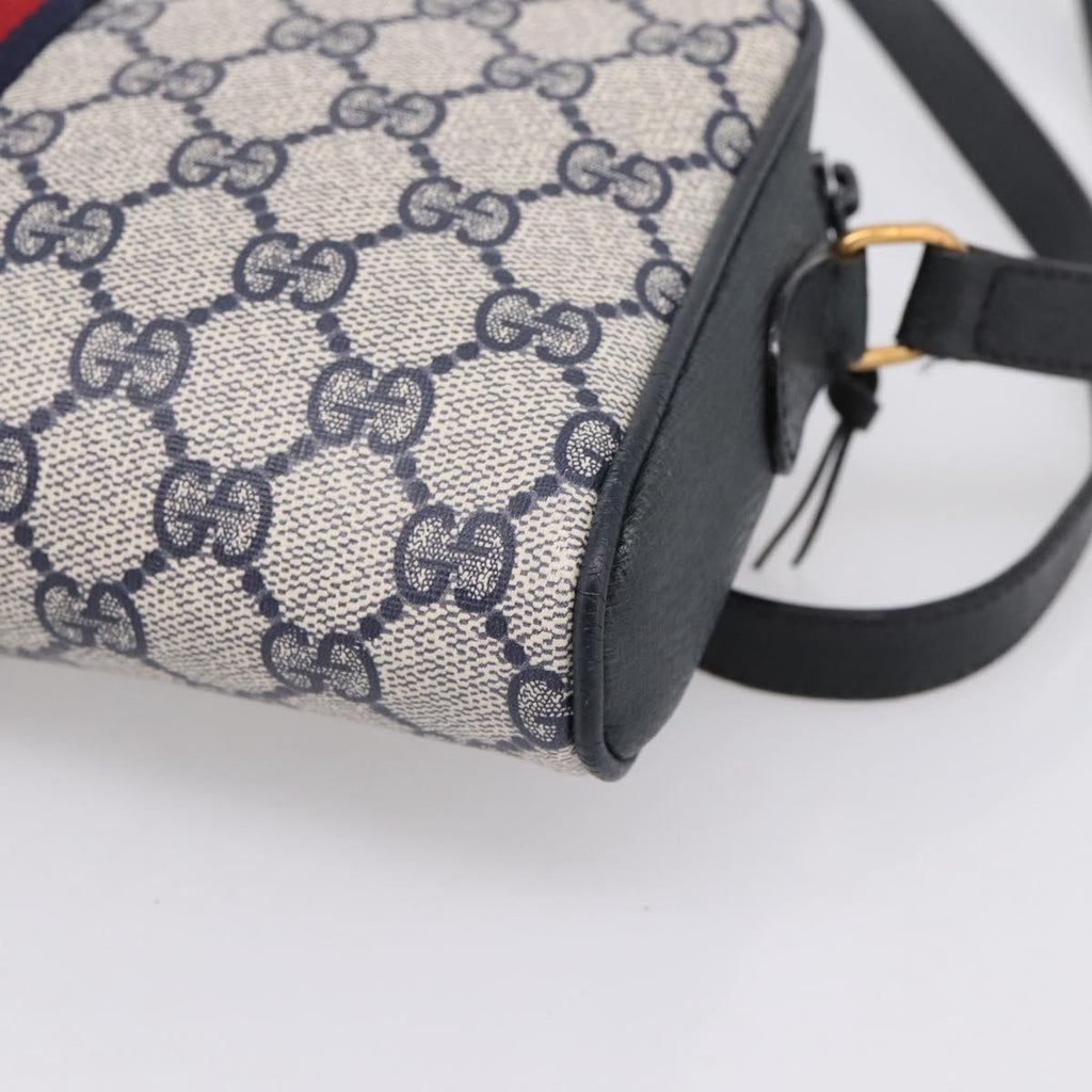 GUCCI GG Supreme Sherry Line Shoulder Bag PVC Navy Gold 89 02 055 Auth ka6748