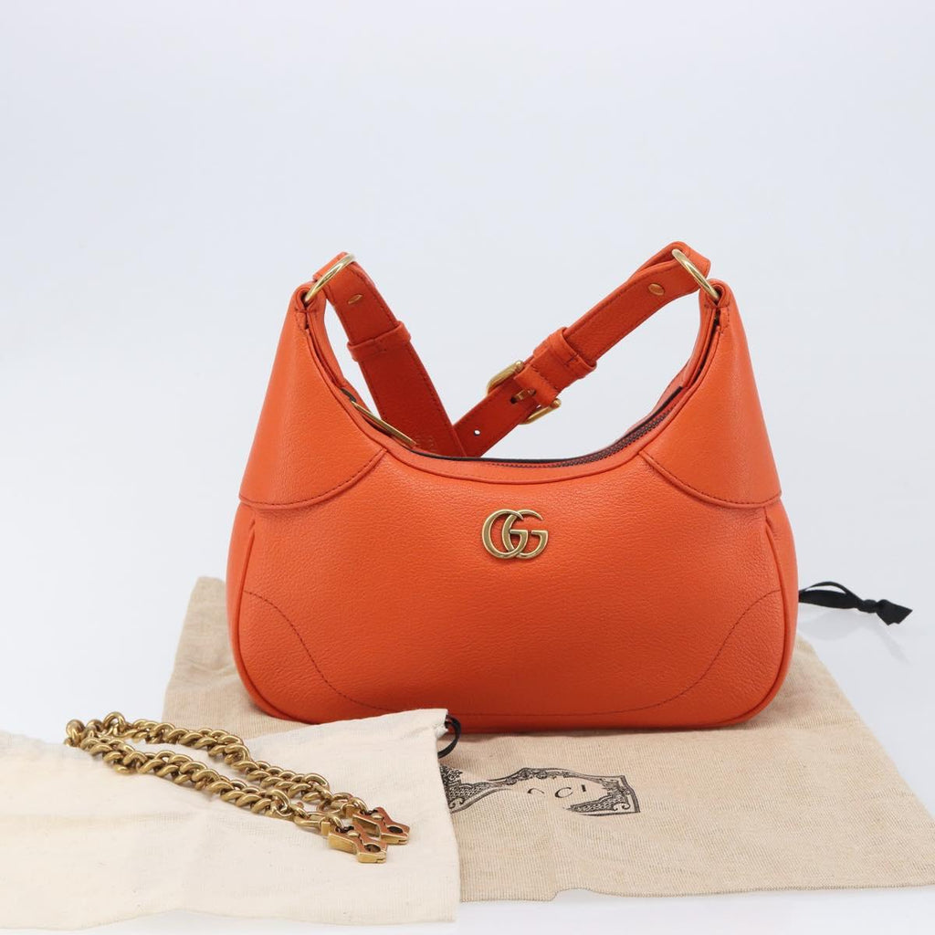 GUCCI GG Marmont Aphrodite Small Shoulder Bag Leather Orange 731817 Auth ka6775M