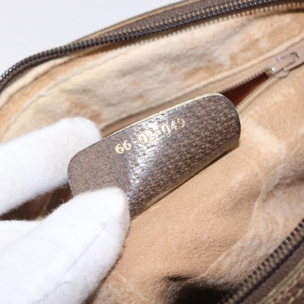GUCCI GG Supreme Web Sherry Line Bag PVC Beige Gold 66 02 049 Auth ka6812