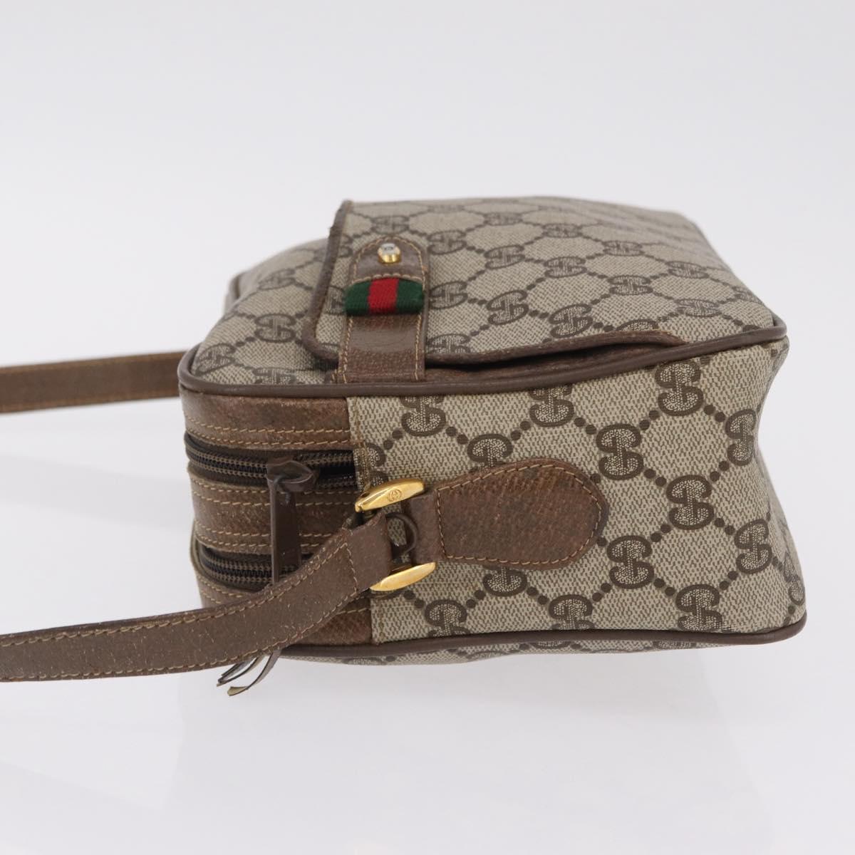 GUCCI GG Supreme Web Sherry Line Bag PVC Beige Gold 66 02 049 Auth ka6812