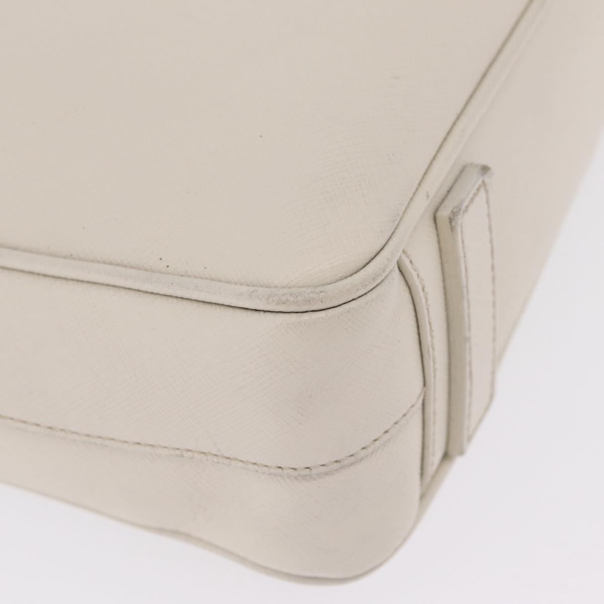 PRADA Business Bag Saffiano leather White Silver Auth ka6834