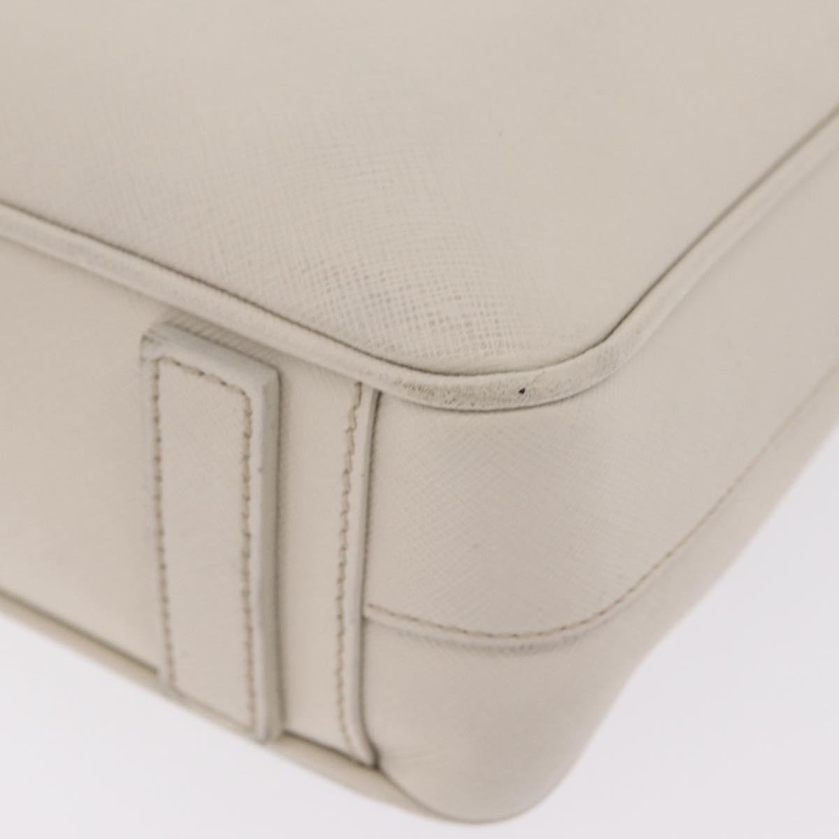 PRADA Business Bag Saffiano leather White Silver Auth ka6834