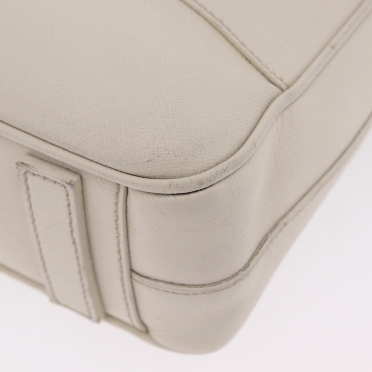 PRADA Business Bag Saffiano leather White Silver Auth ka6834