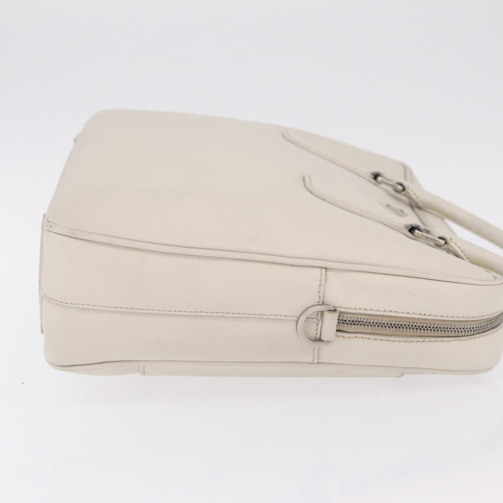 PRADA Business Bag Saffiano leather White Silver Auth ka6834