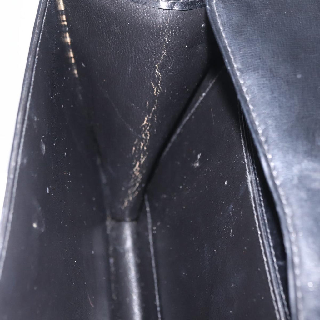 GUCCI Interlocking Shoulder Bag Leather Black Gold Auth ka6844