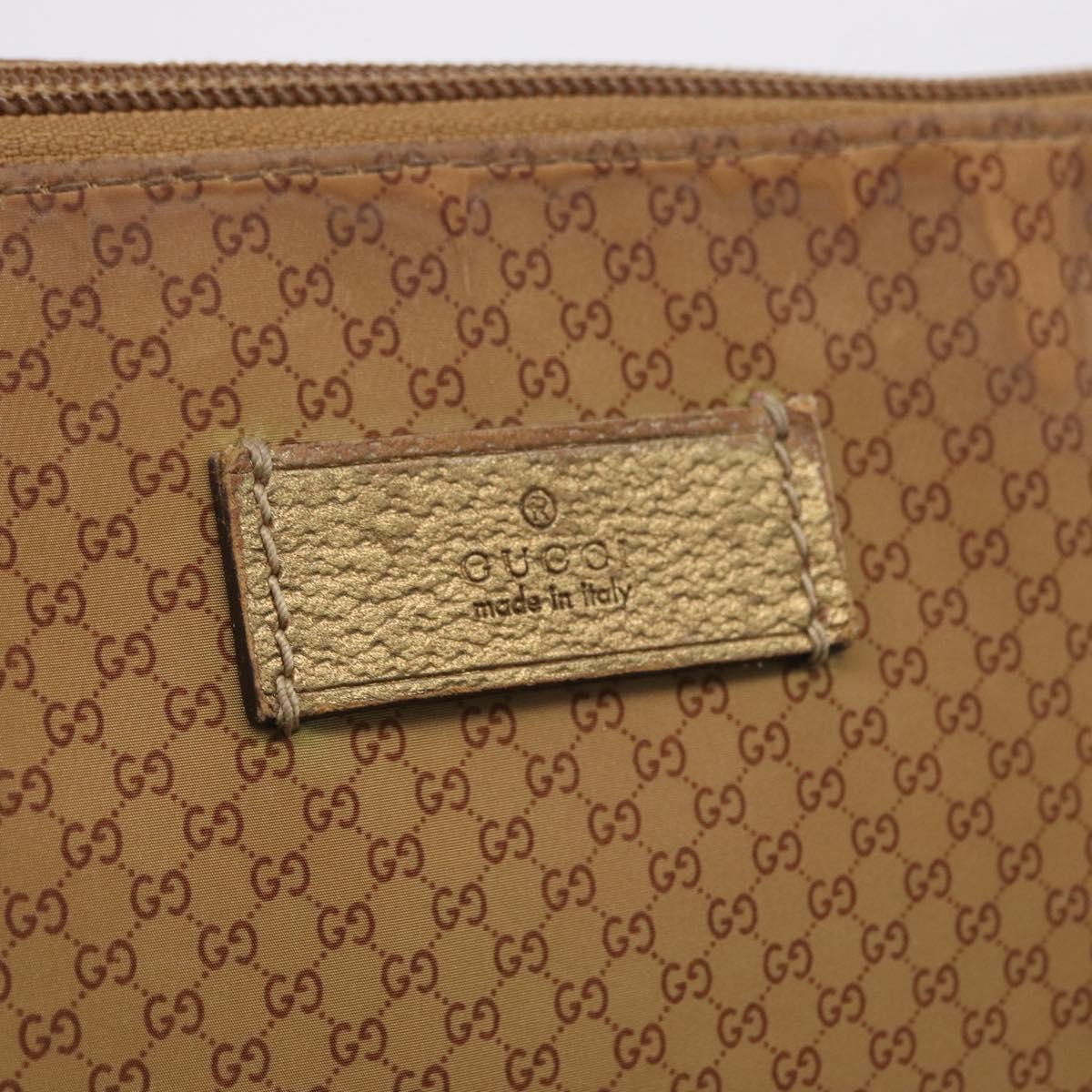 GUCCI Micro GG Canvas Shoulder Bag Nylon Outlet Brown Silver 257301 Auth ka6862