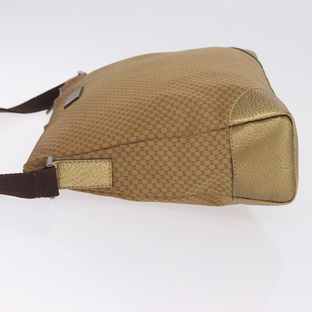 GUCCI Micro GG Canvas Shoulder Bag Nylon Outlet Brown Silver 257301 Auth ka6862