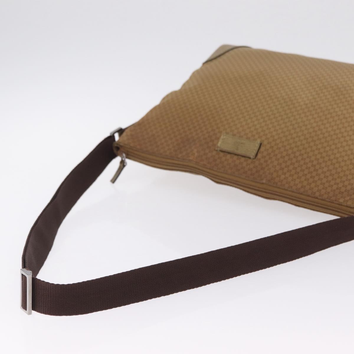 GUCCI Micro GG Canvas Shoulder Bag Nylon Outlet Brown Silver 257301 Auth ka6862