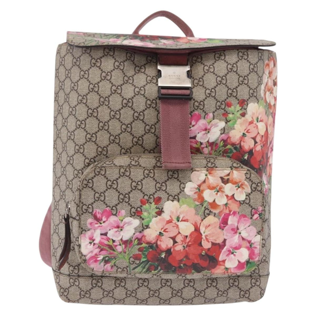 GUCCI GG Blooms Backpack PVC Beige Silver 405019 Auth ka6863V