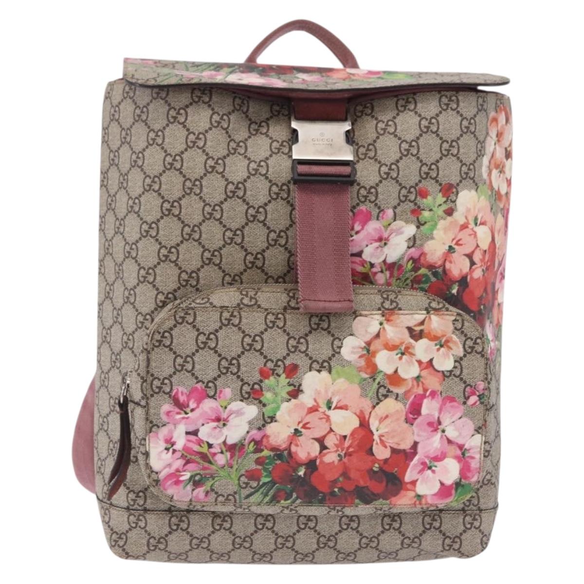 GUCCI GG Blooms Backpack PVC Beige Silver 405019 Auth ka6863V