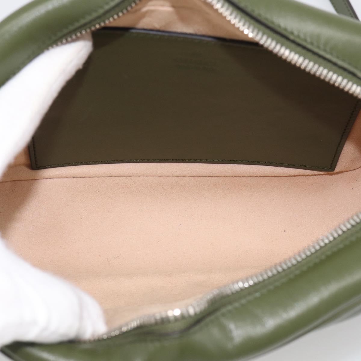 GUCCI GG Marmont Chain Shoulder Bag Leather Khaki Silver 447632 Auth ka6867V