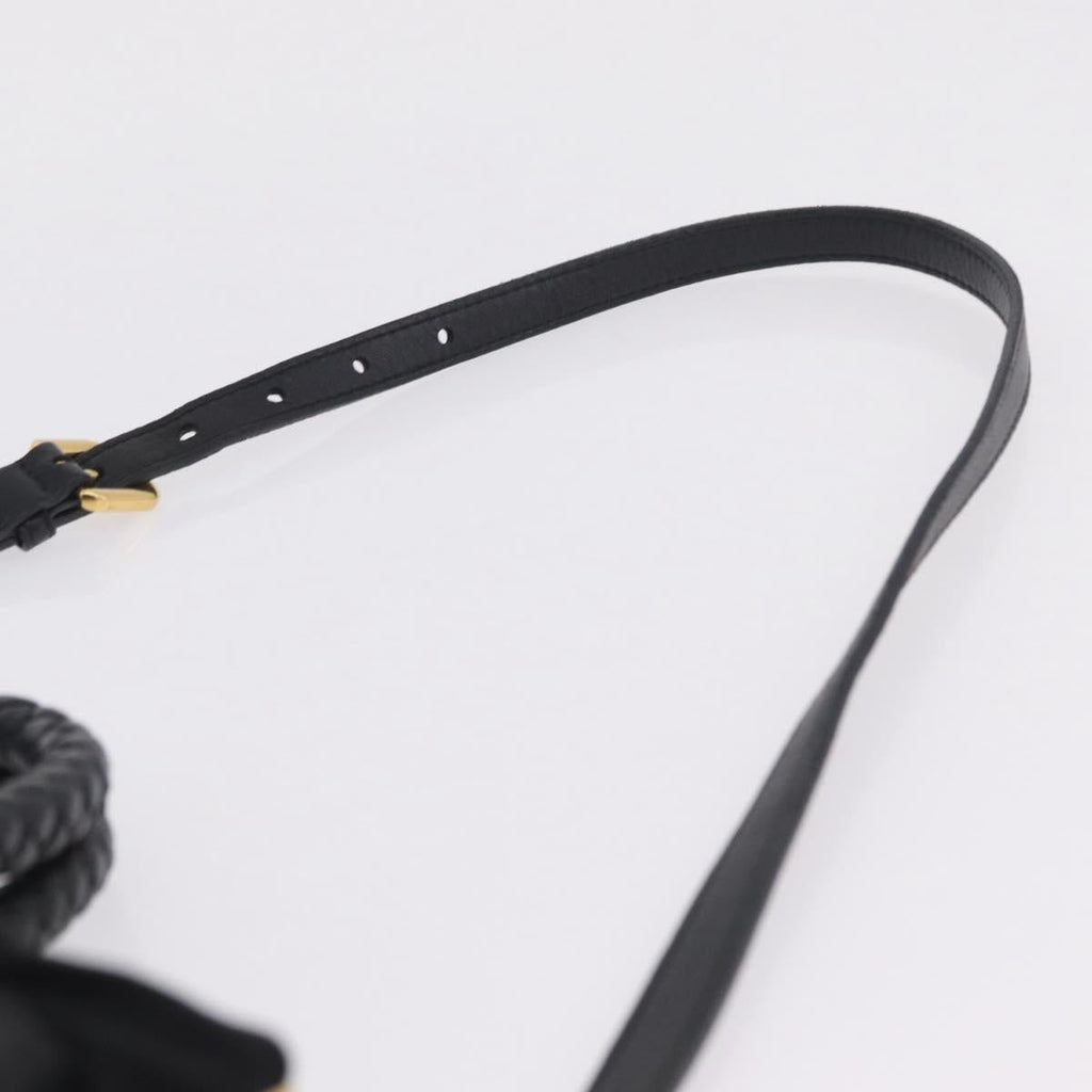 PRADA Tote Bag Nylon 2way Black Gold Tone Auth ki6955V