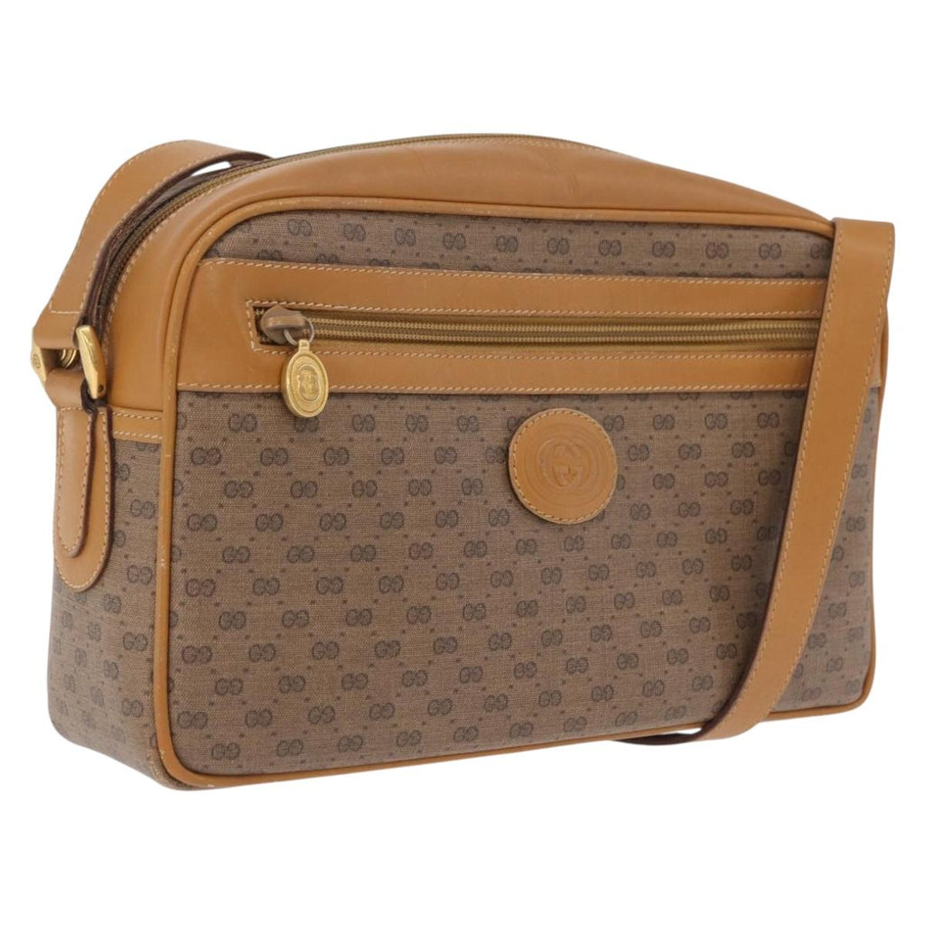 GUCCI Micro GG Shoulder Bag PVC Beige Gold Tone 001 113 0942 Auth ki6963