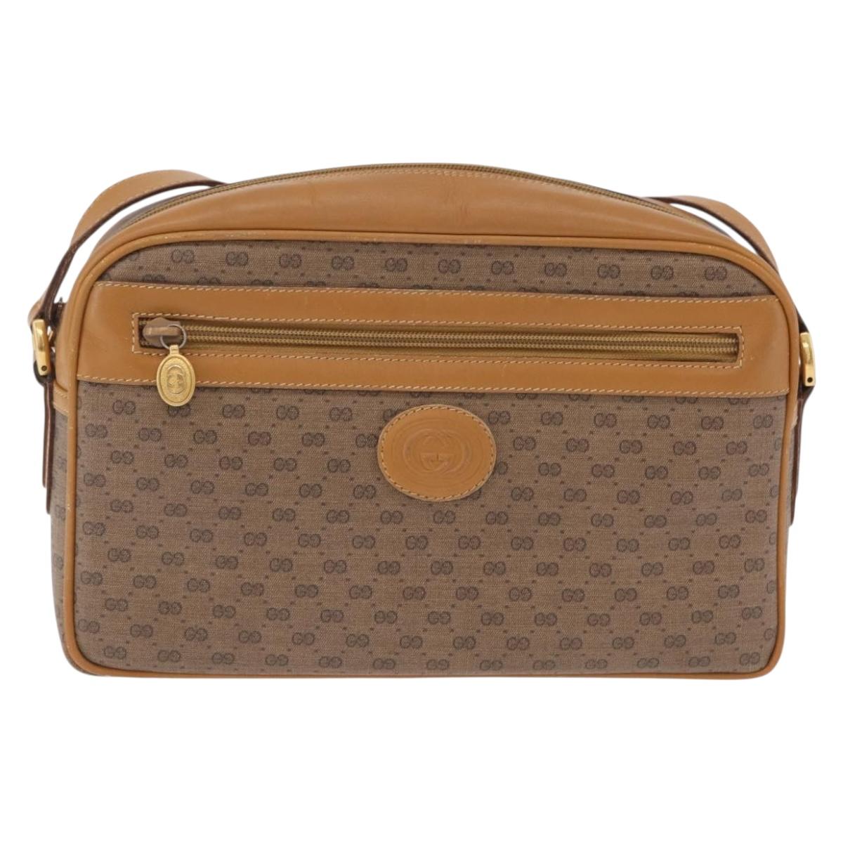 GUCCI Micro GG Shoulder Bag PVC Beige Gold Tone 001 113 0942 Auth ki6963