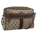 GUCCI GG Supreme Web Sherry Line Shoulder Bag PVC Beige 56 02 005 Auth kk715