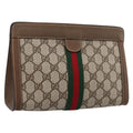 GUCCI GG Supreme Web Sherry Line Clutch Bag PVC Beige 89 01 001 Auth kk720