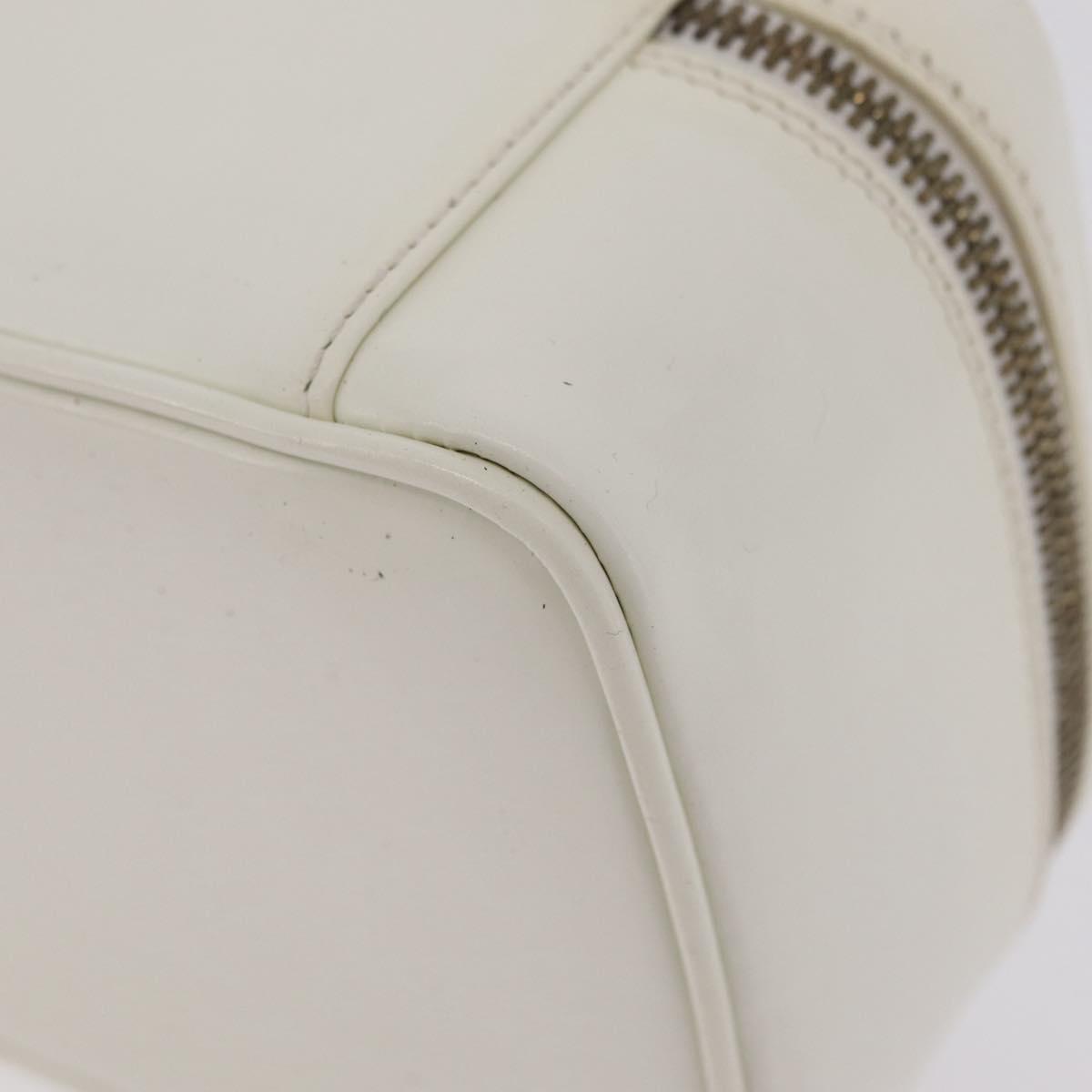 GUCCI Bamboo Vanity Hand Bag Patent Leather White Gold 032 1956 0151 Auth kk729