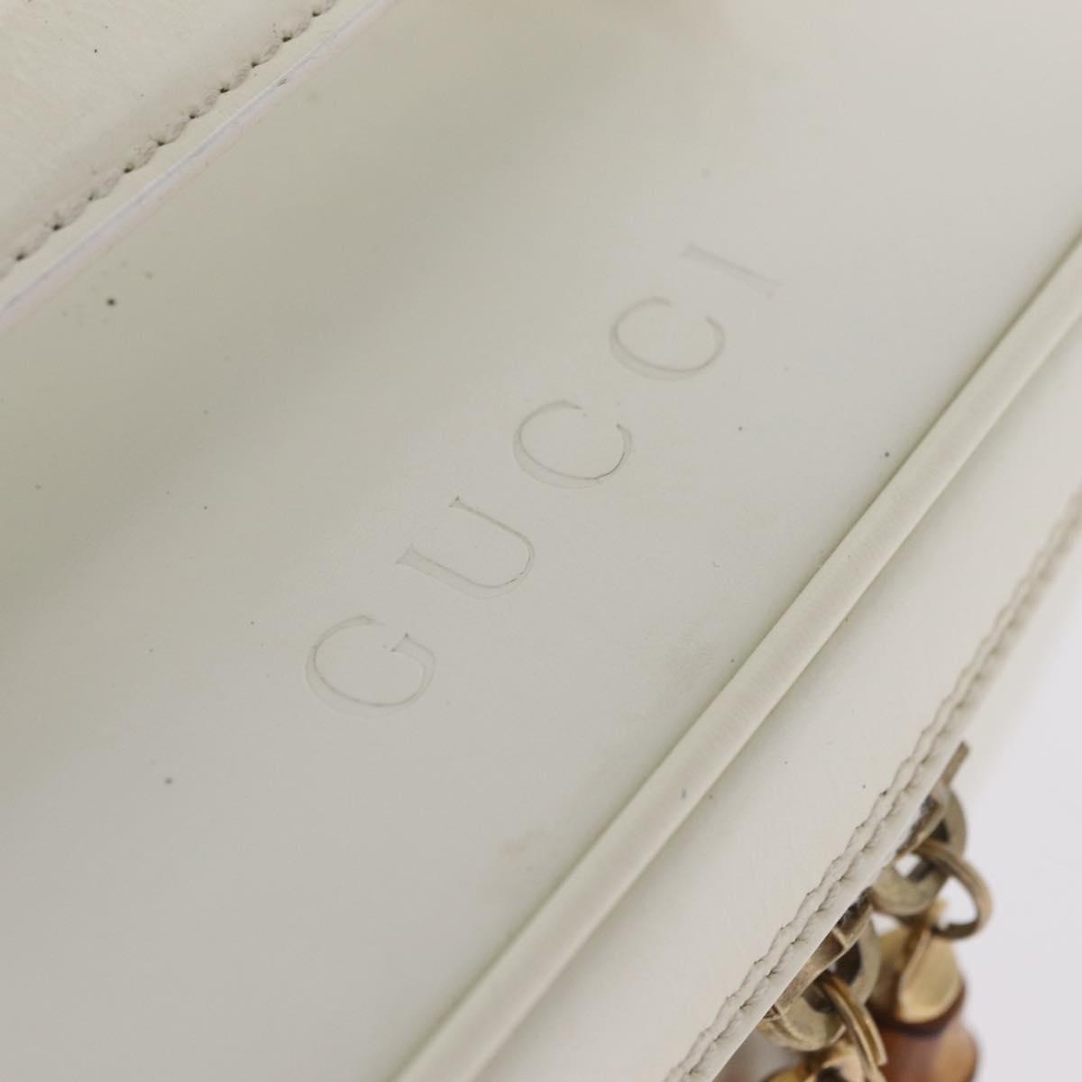 GUCCI Bamboo Vanity Hand Bag Patent Leather White Gold 032 1956 0151 Auth kk729