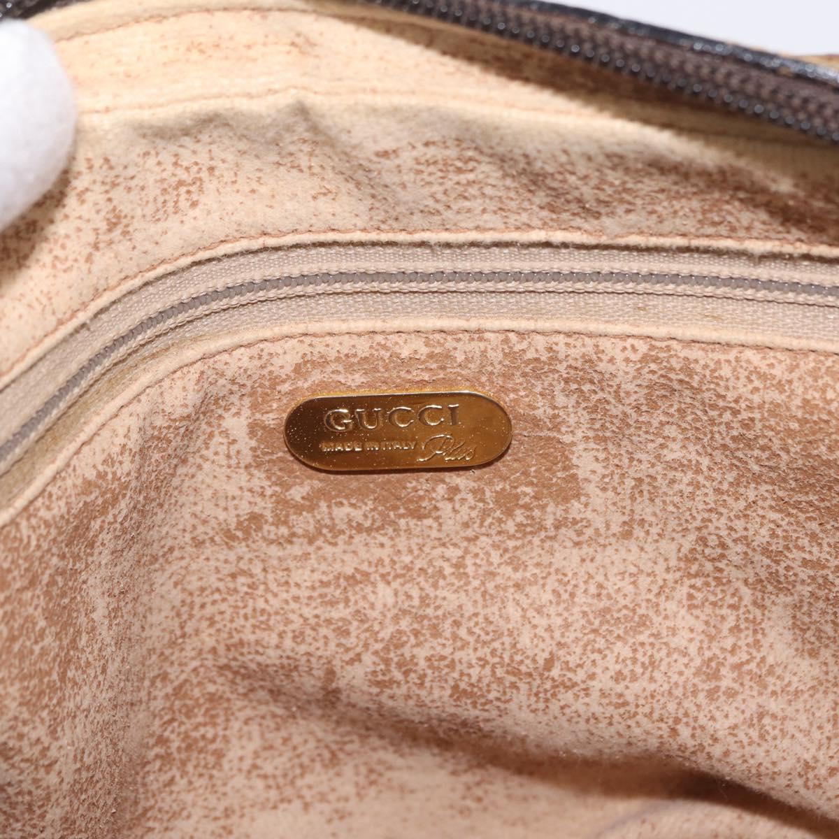 GUCCI GG Plus Supreme Shoulder Bag PVC Beige Gold Auth kk731