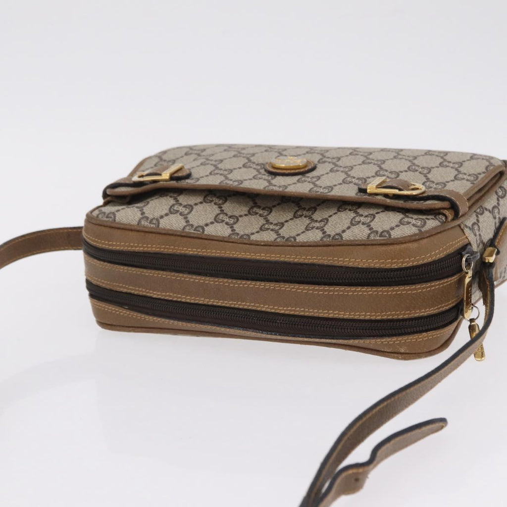 GUCCI GG Plus Supreme Shoulder Bag PVC Beige Gold Auth kk731