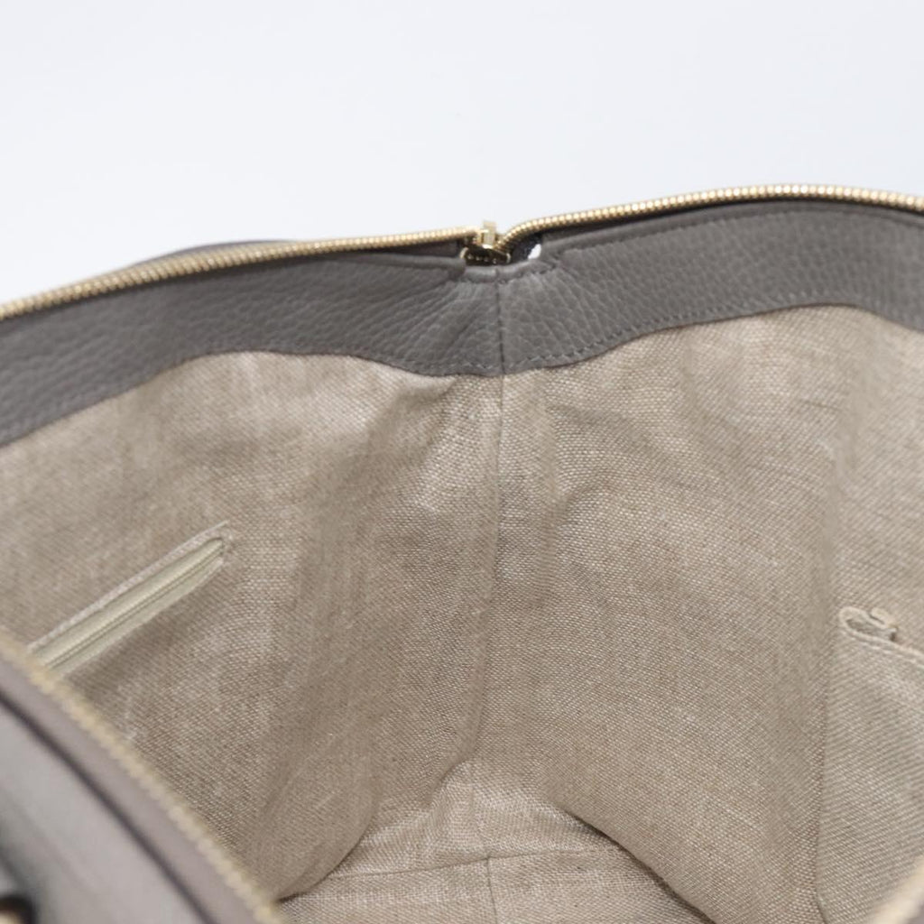 GUCCI Hand Bag Leather Outlet Gray Gold Tone 449651 Auth LN014
