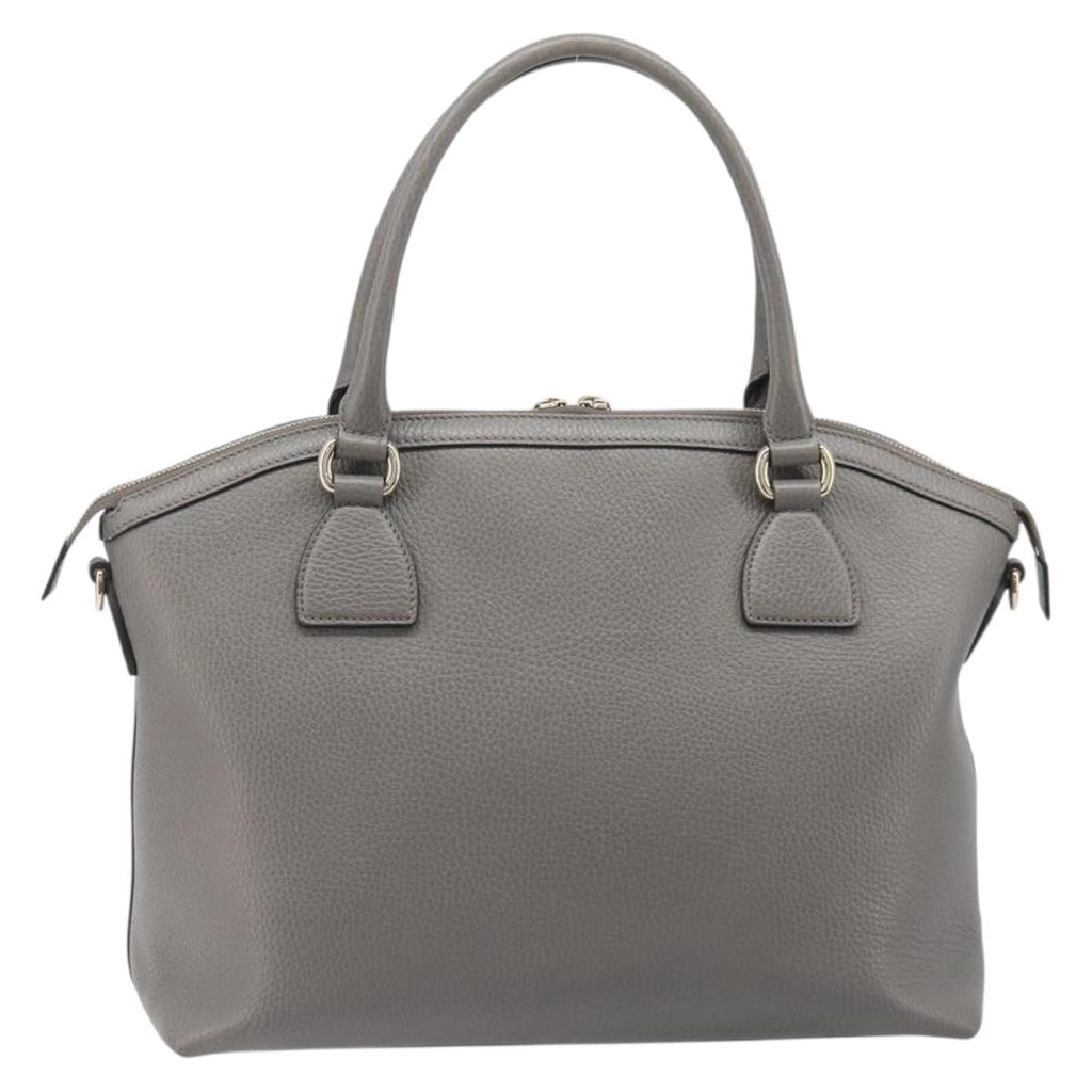 GUCCI Hand Bag Leather Outlet Gray Gold Tone 449651 Auth LN014