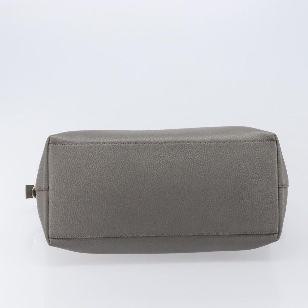 GUCCI Hand Bag Leather Outlet Gray Gold Tone 449651 Auth LN014