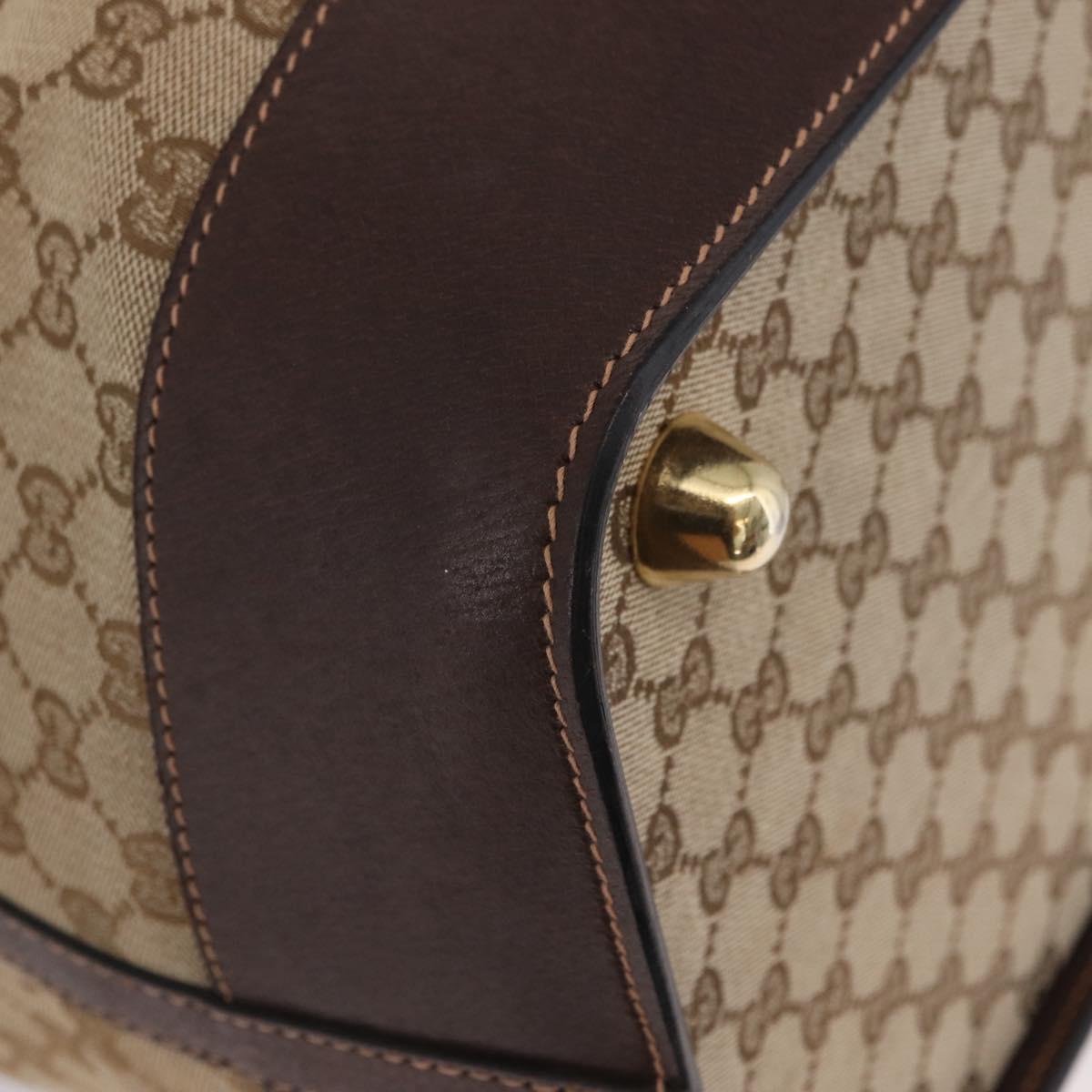 GUCCI GG Canvas Web Sherry Line Boston Bag Beige Gold Tone Auth mr3043