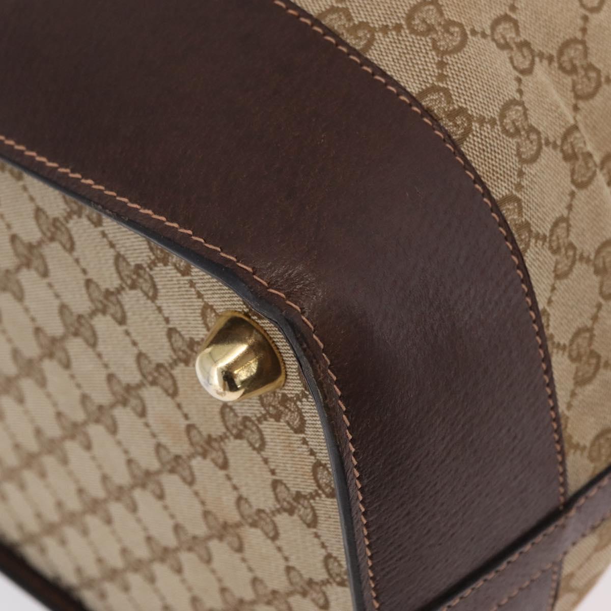 GUCCI GG Canvas Web Sherry Line Boston Bag Beige Gold Tone Auth mr3043