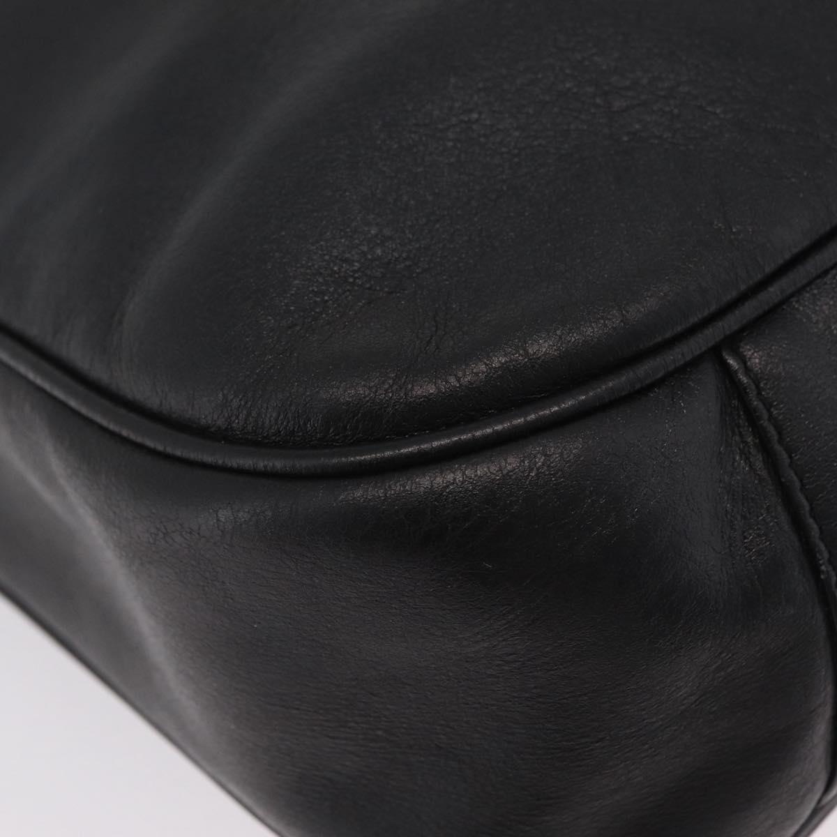 GUCCI Bamboo Hand Bag Leather Black Gold Tone 001 123 1577 Auth mr3072A