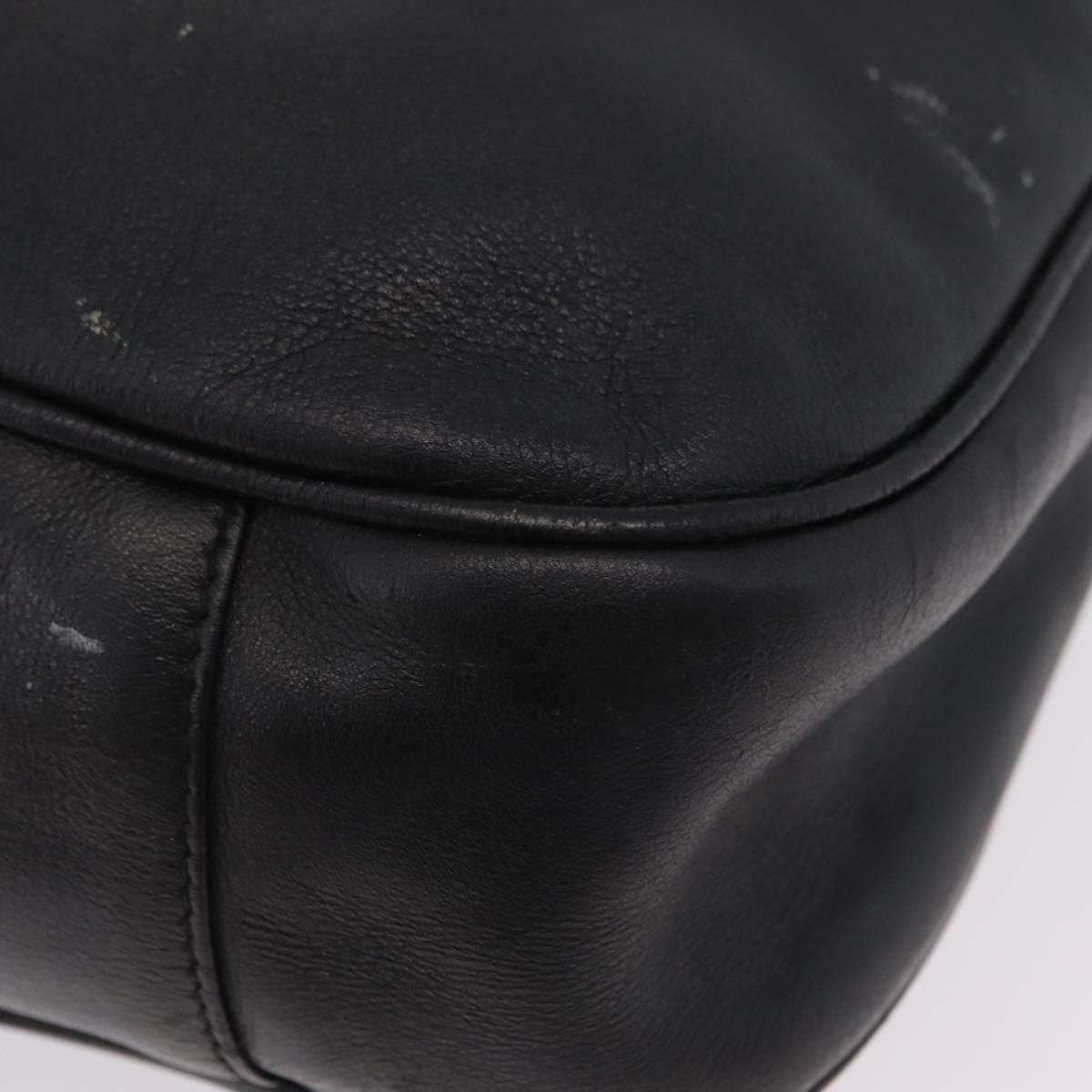 GUCCI Bamboo Hand Bag Leather Black Gold Tone 001 123 1577 Auth mr3072A