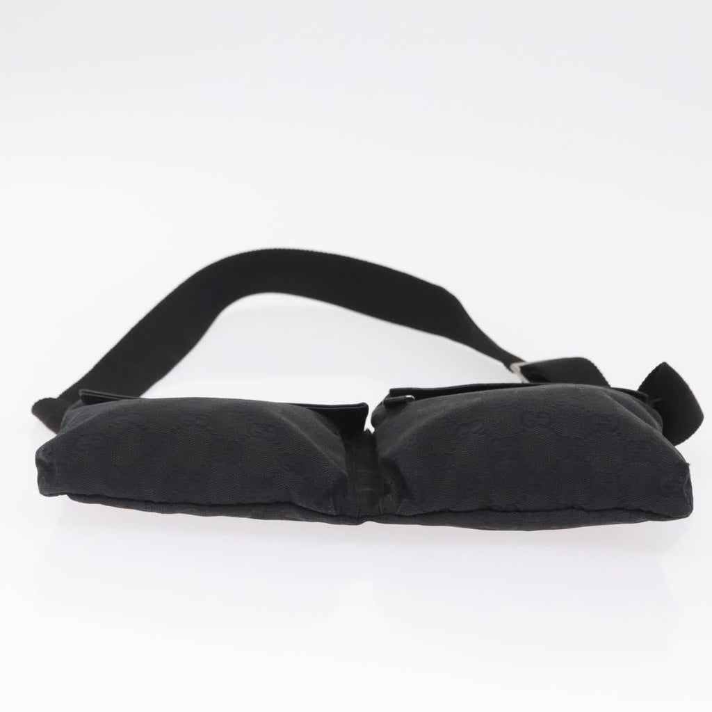 GUCCI GG Canvas Waist Bag Black Silver 28566 Auth mr3080A