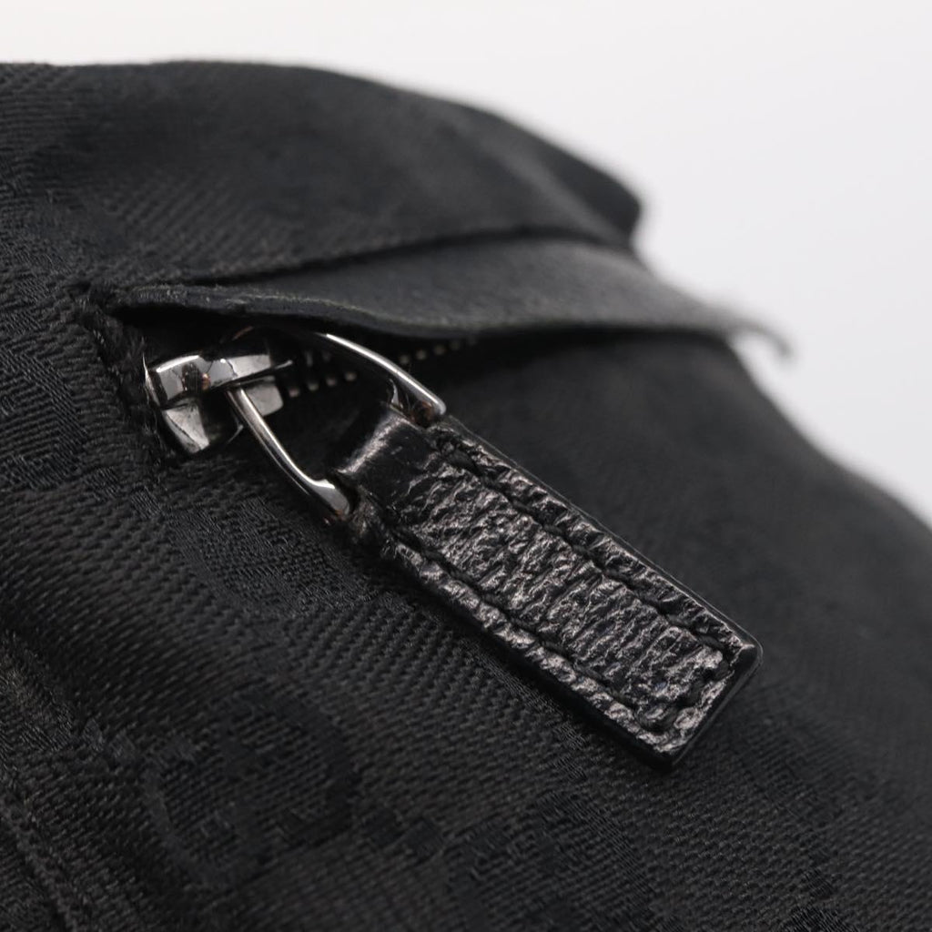GUCCI GG Canvas Waist Bag Black Silver 28566 Auth mr3080A