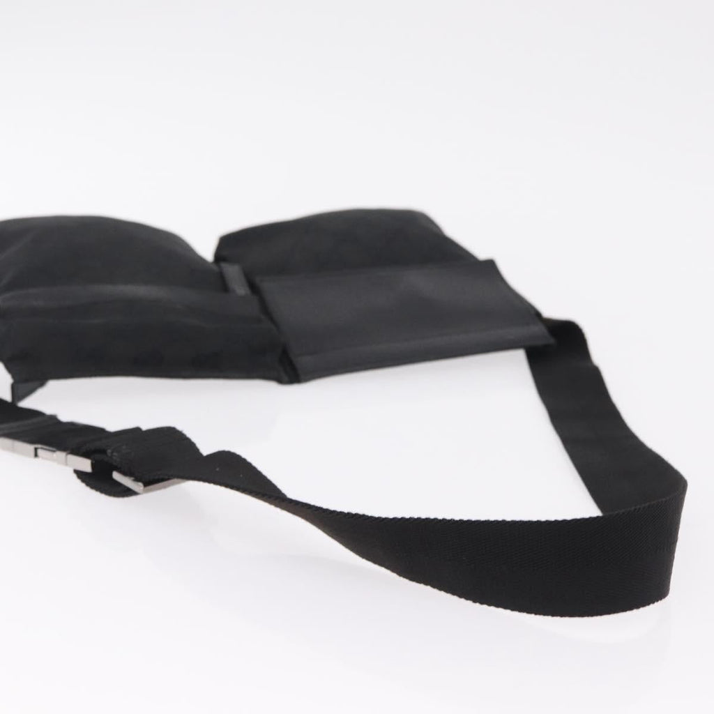 GUCCI GG Canvas Waist Bag Black Silver 28566 Auth mr3080A