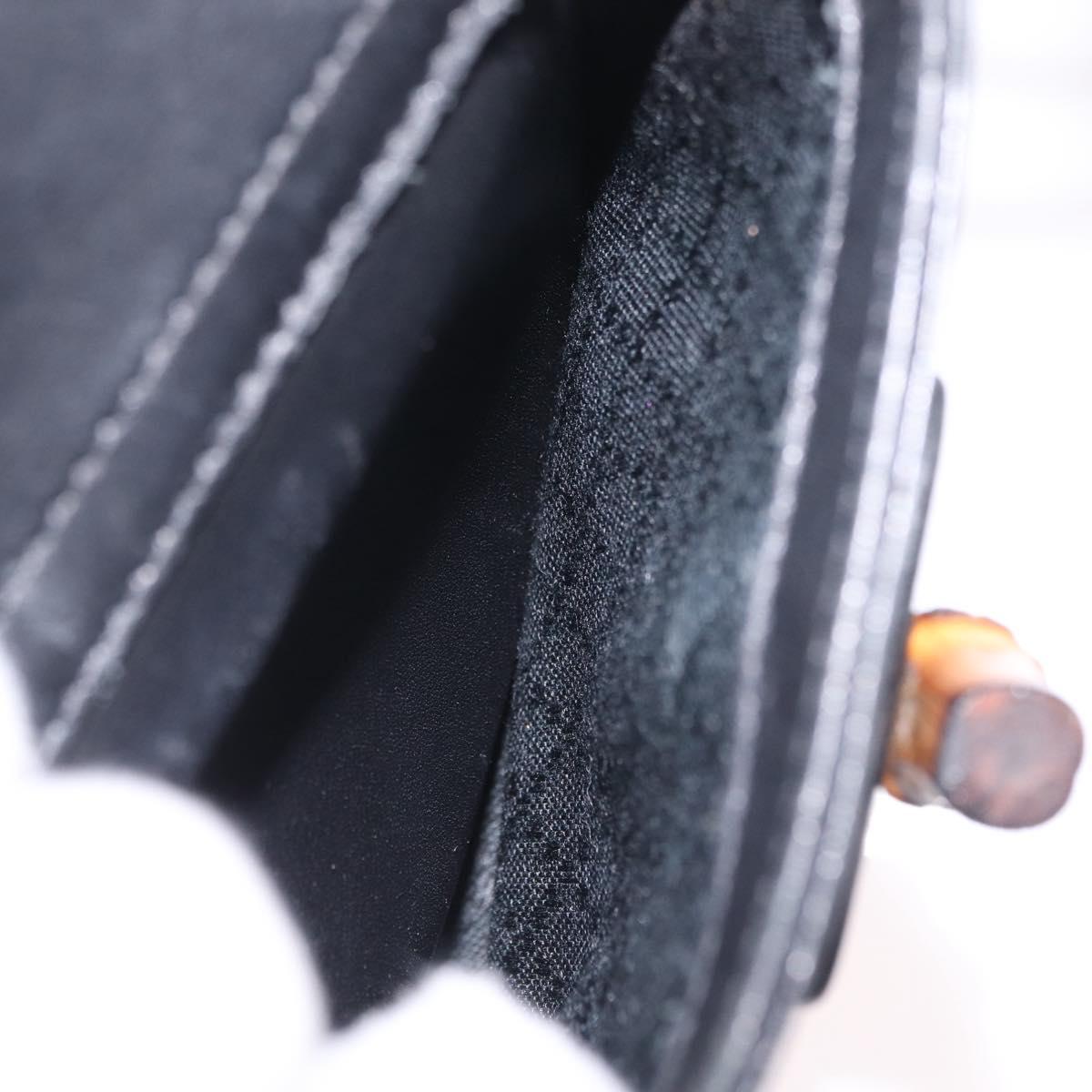 GUCCI Bamboo Backpack Leather Black Gold Tone 003 2058 0016 Auth mr3112