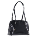 GUCCI Shoulder Bag Patent leather Silver Black 001 3261 Auth mr3142