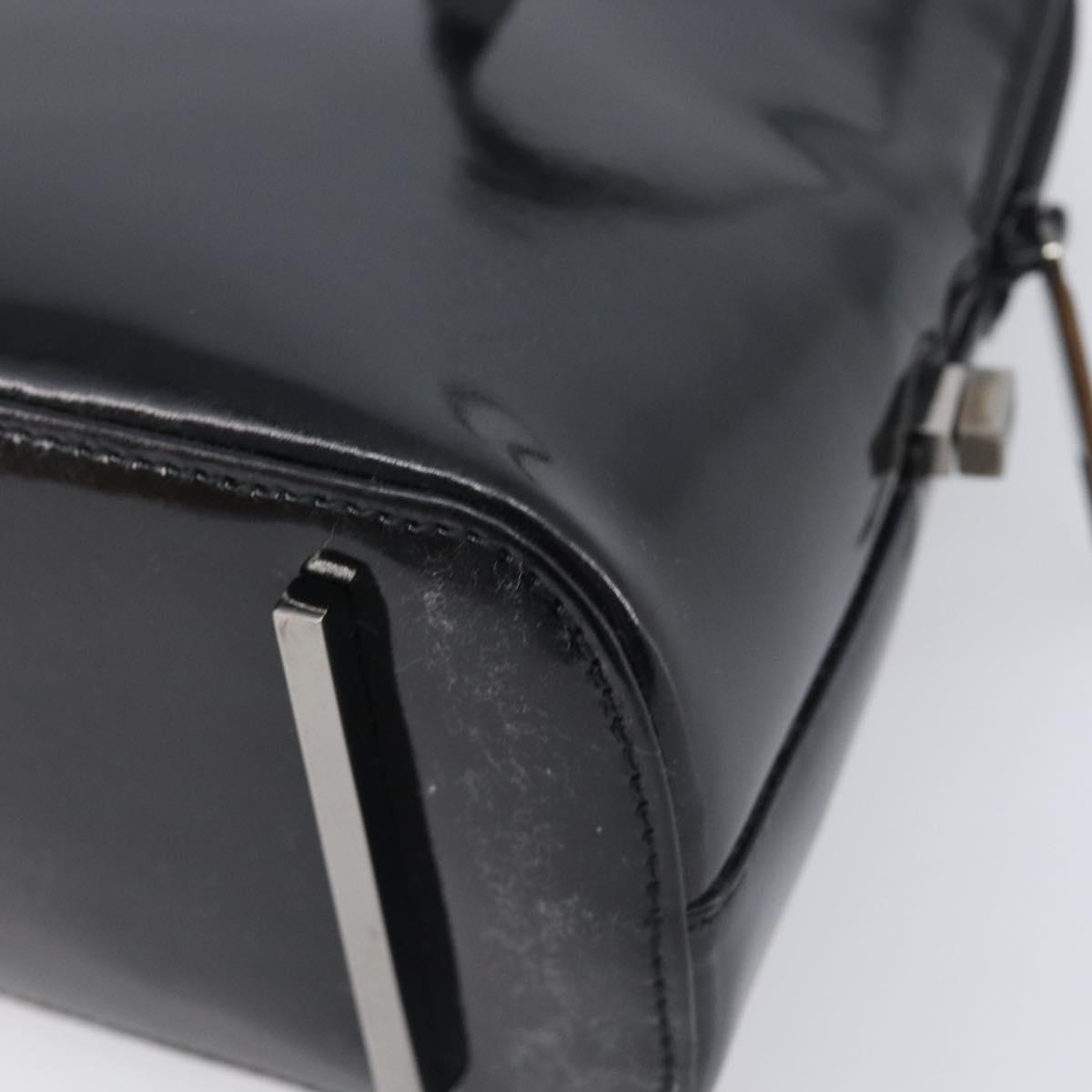 GUCCI Shoulder Bag Patent leather Silver Black 001 3261 Auth mr3142