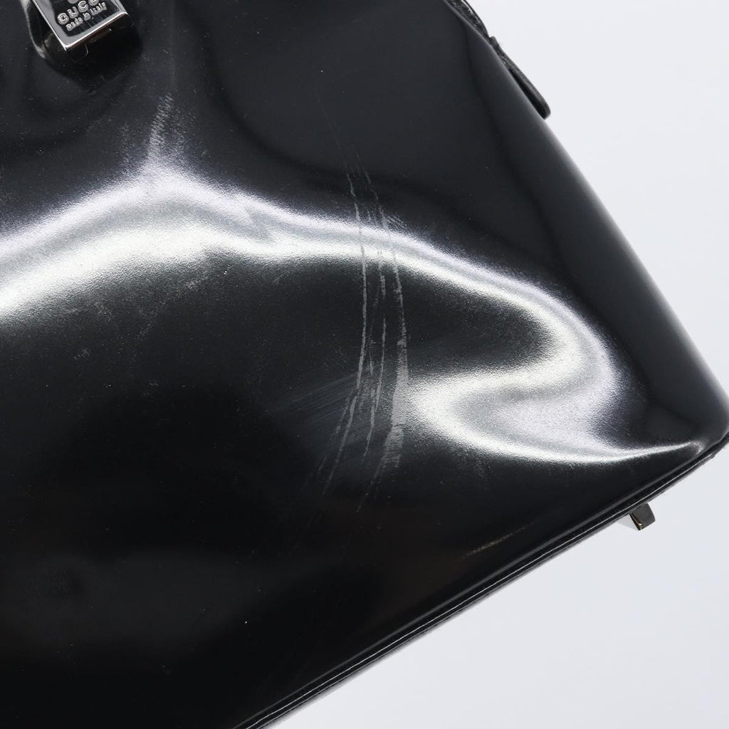 GUCCI Shoulder Bag Patent leather Silver Black 001 3261 Auth mr3142