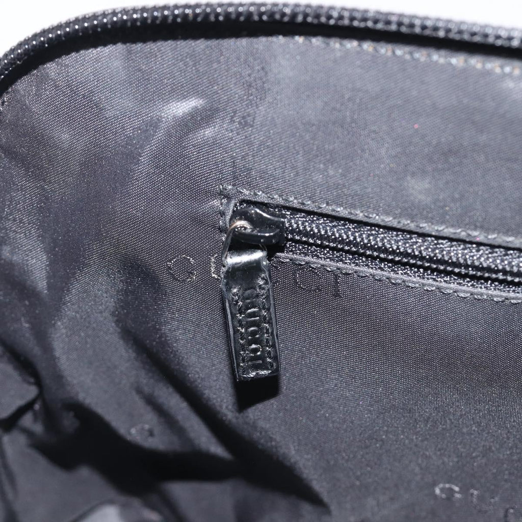 GUCCI Shoulder Bag Patent leather Silver Black 001 3261 Auth mr3142