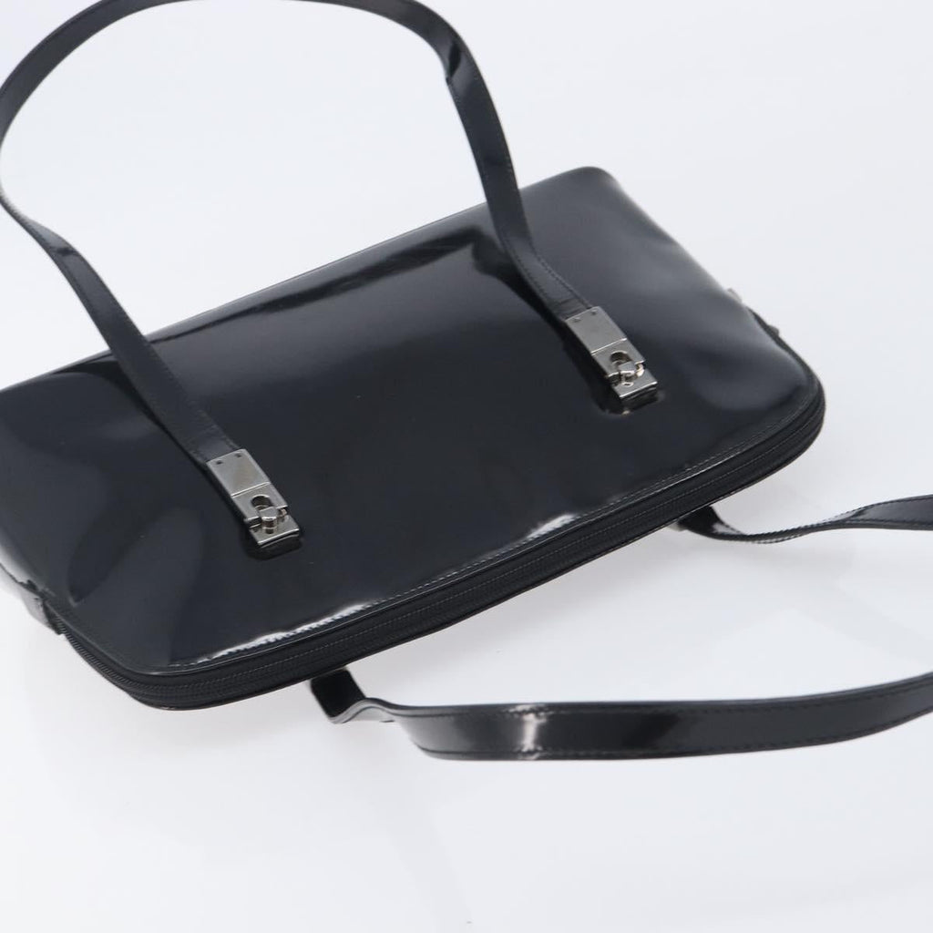 GUCCI Shoulder Bag Patent leather Silver Black 001 3261 Auth mr3142